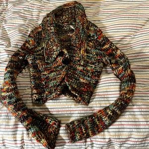 Free People multicolor cropped knit cardigan